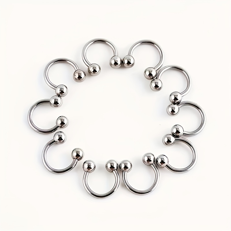 TEMU Set di 10 pezzi Minimalista 316 316 316 316 Anello per naso a ferro in acciaio inossidabile 316, Orecchini a forma di C, Anello per ,