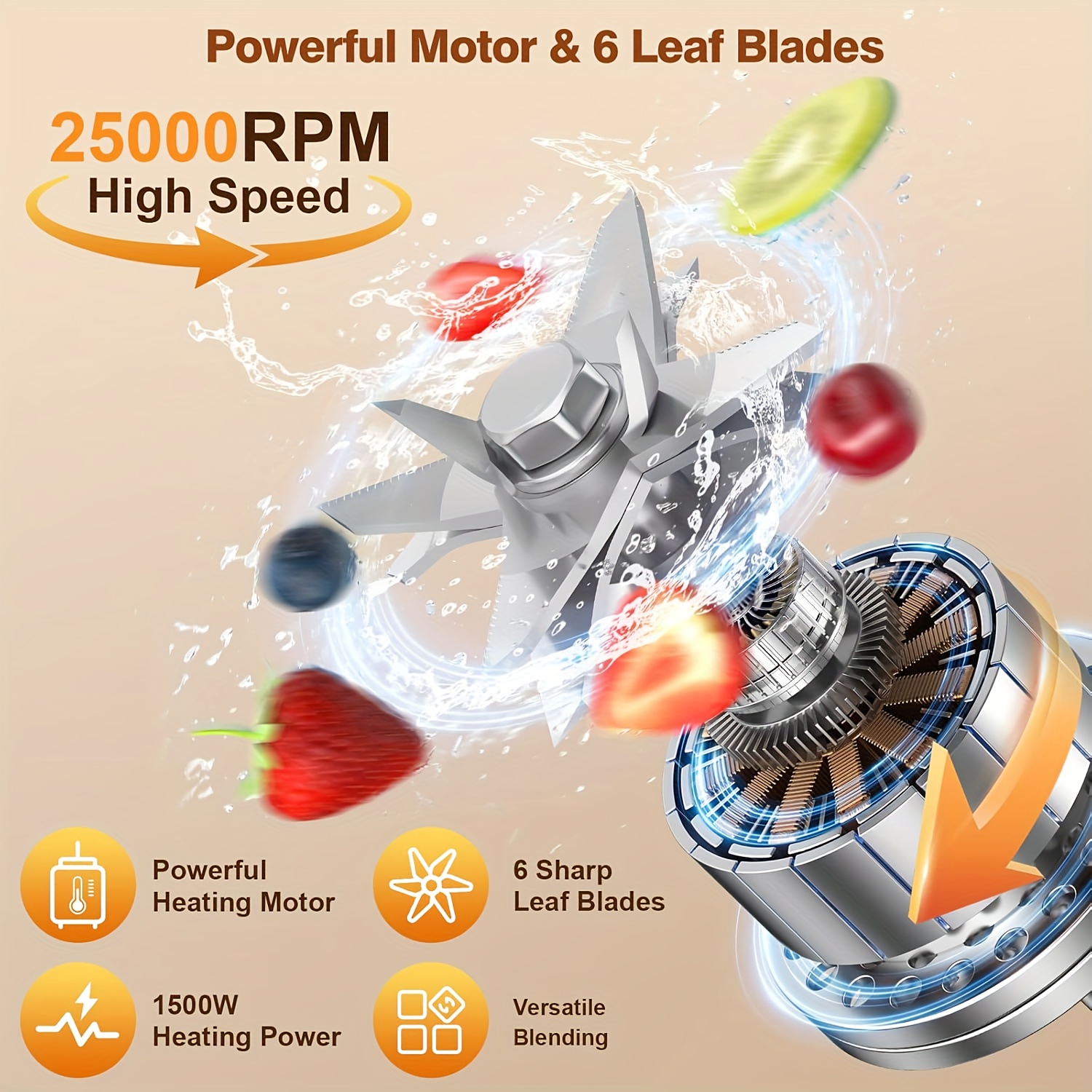 1000w 55oz all in one blending heating blender with 25000 rpm high speed motor     functions glass jar cup bpa free dishwasher safe   2 in 1 design for smoothies soups food nut   ice   hot cold blending black ideal for large families commercial use 120v 2400w equivalent   blender blender and grinder heavy duty blender smoothie blender Product details 2