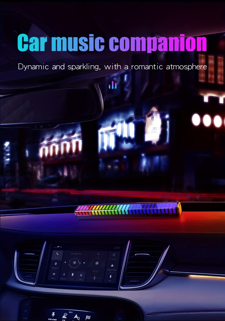 led light bar for vehicles rgb atmosphere   rhythm lamp sync   inside interior decoration breathing   sound controlled voice pickup usb ambient lighting strip lights details 1