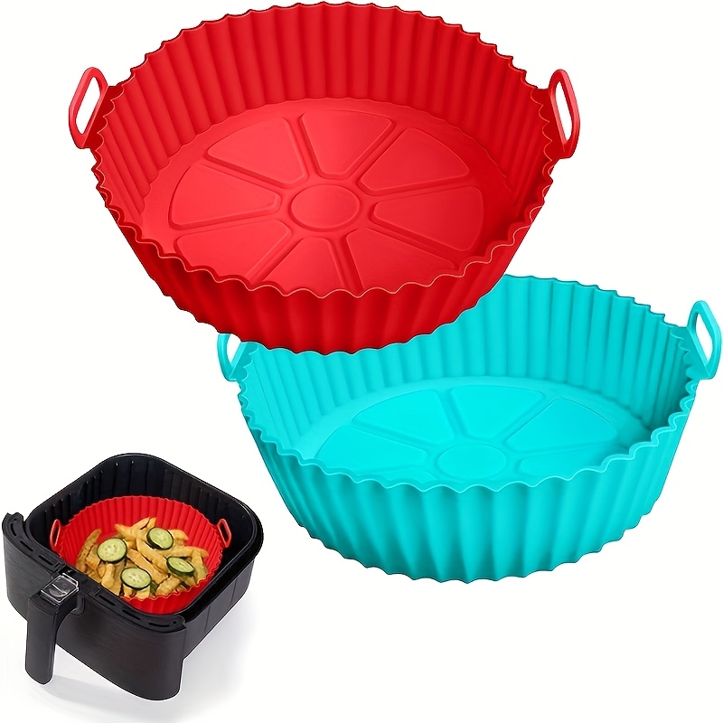 TEMU 1pc Of Silicone Air Fryer Lined With Air Fryer Tray, Silicone Baking Tray Pad, Circular Three-dimensional Tray - Color Random