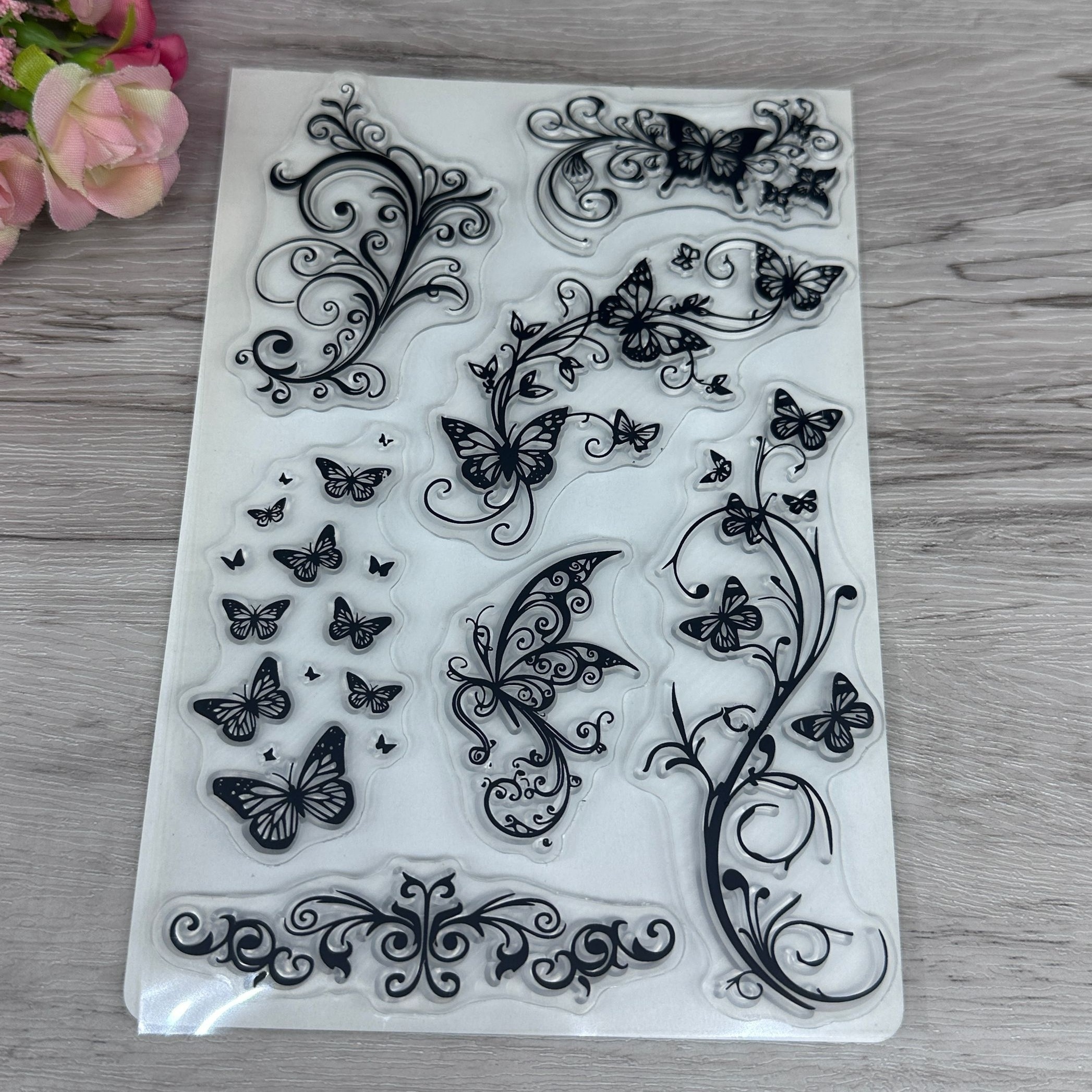 

Clear Silicone Stamp For Diy Scrapbooking, Card Making & Crafts - Square Rubber Stamp With Insect Theme