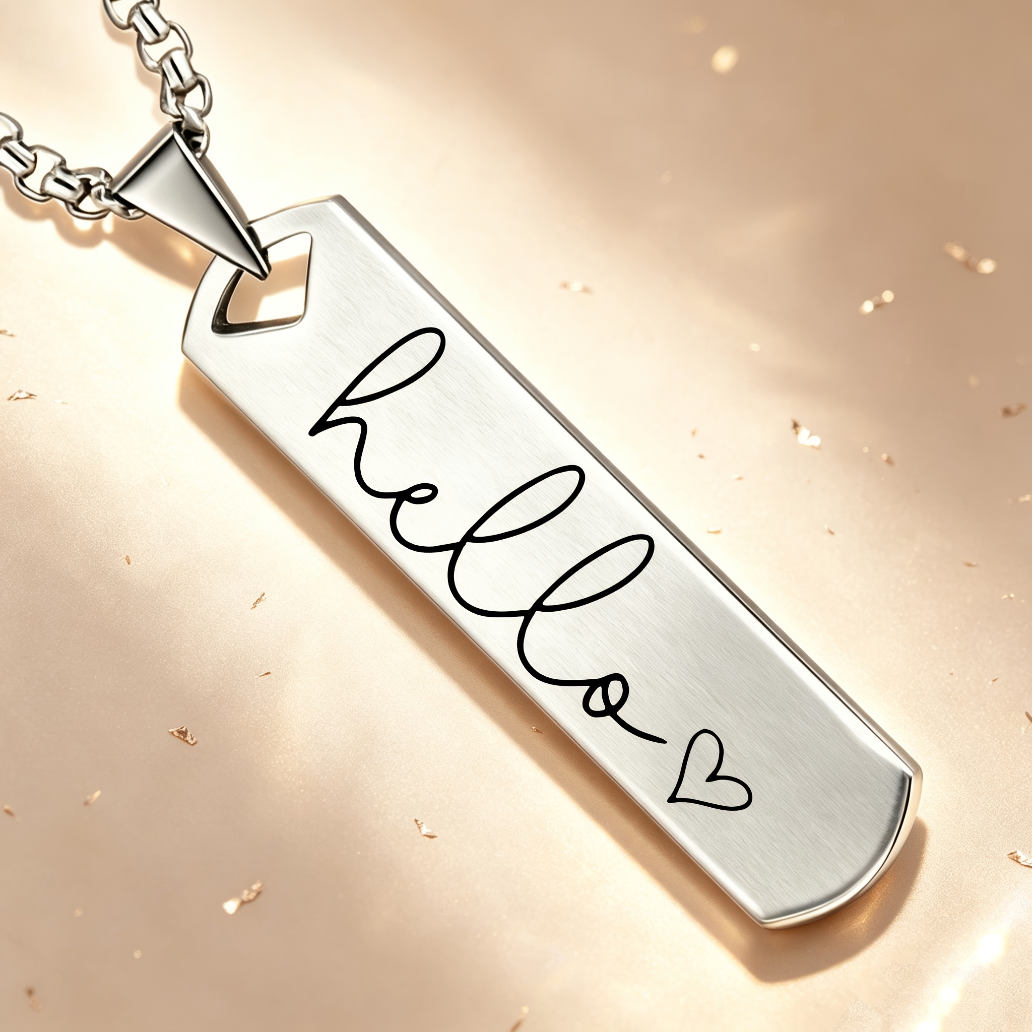 Women's Hello Font Design Pendant Necklace, Stylish Accessory