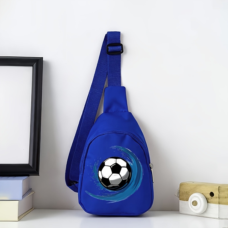 TEMU Sac de poitrine multi-couleurs à motif de soccer vortex dynamique, matériau léger et durable, sac décontracté pour les quotidiens, sac à