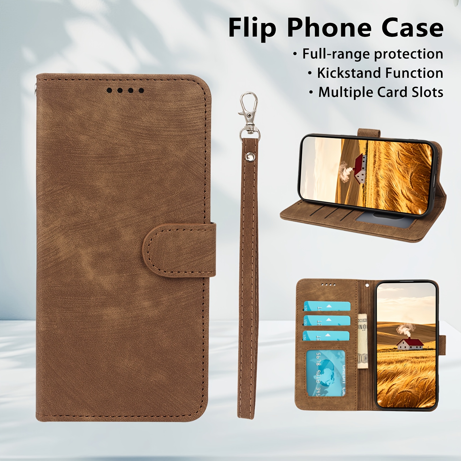 TEMU Phone Case - [compatible With For Iphone Phone Case]for Iphone 16e/17e, Flip Wallet Phone Case, Mobile Cover With Full Protection Cash Pocket