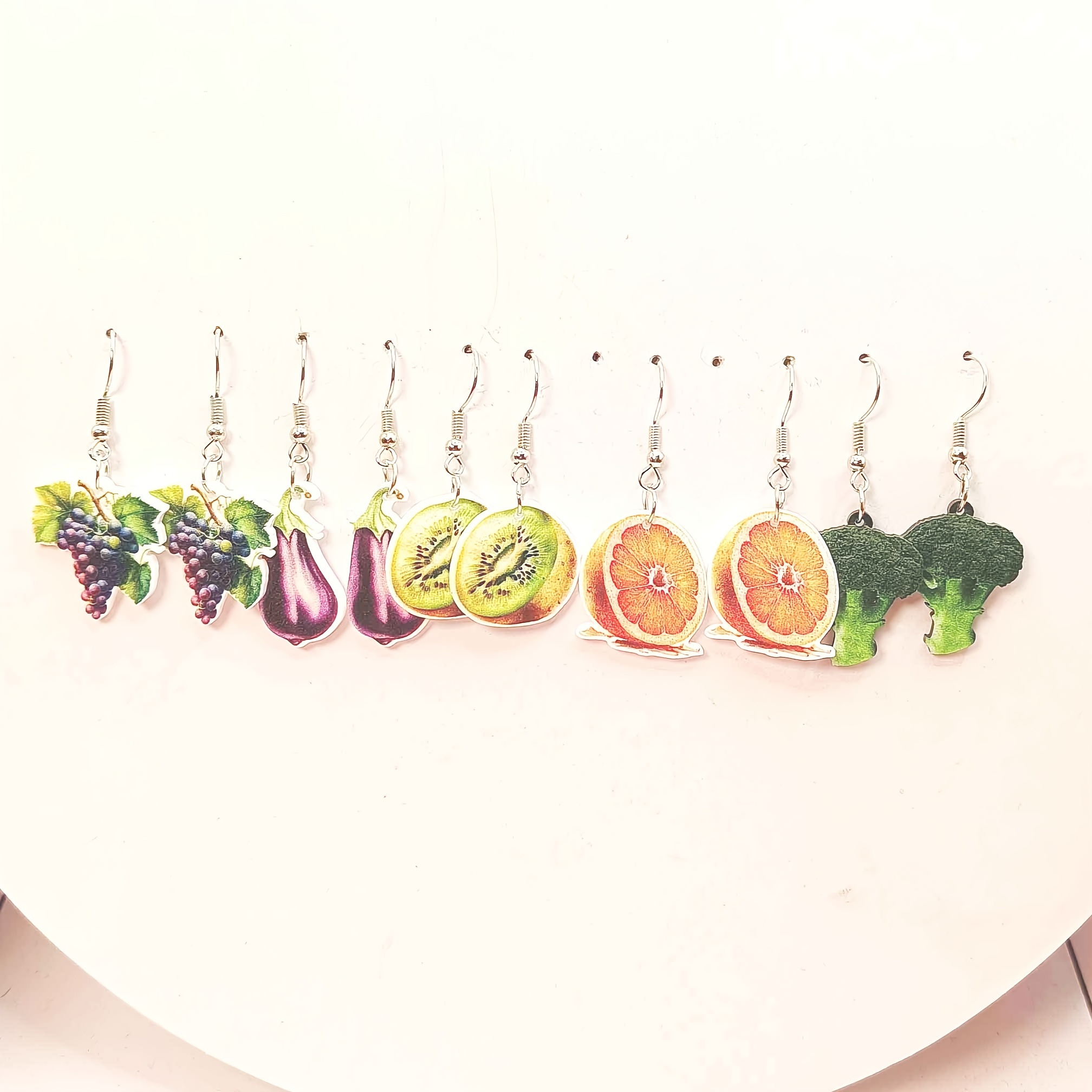 12pcs Stay Cute and Creative Imitation Fruits and Foods Pendant Resin Earrings for Girls and Women, Perfect for Daily Wear,Temu