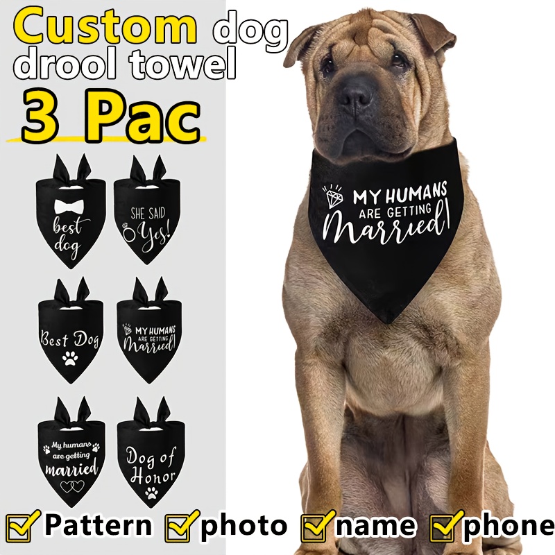 TEMU 3pcs Minimalist Solid Color Pet Bibs With Print, Adjustable Stylish Triangle Scarf For Dogs And Cats - Diy Design