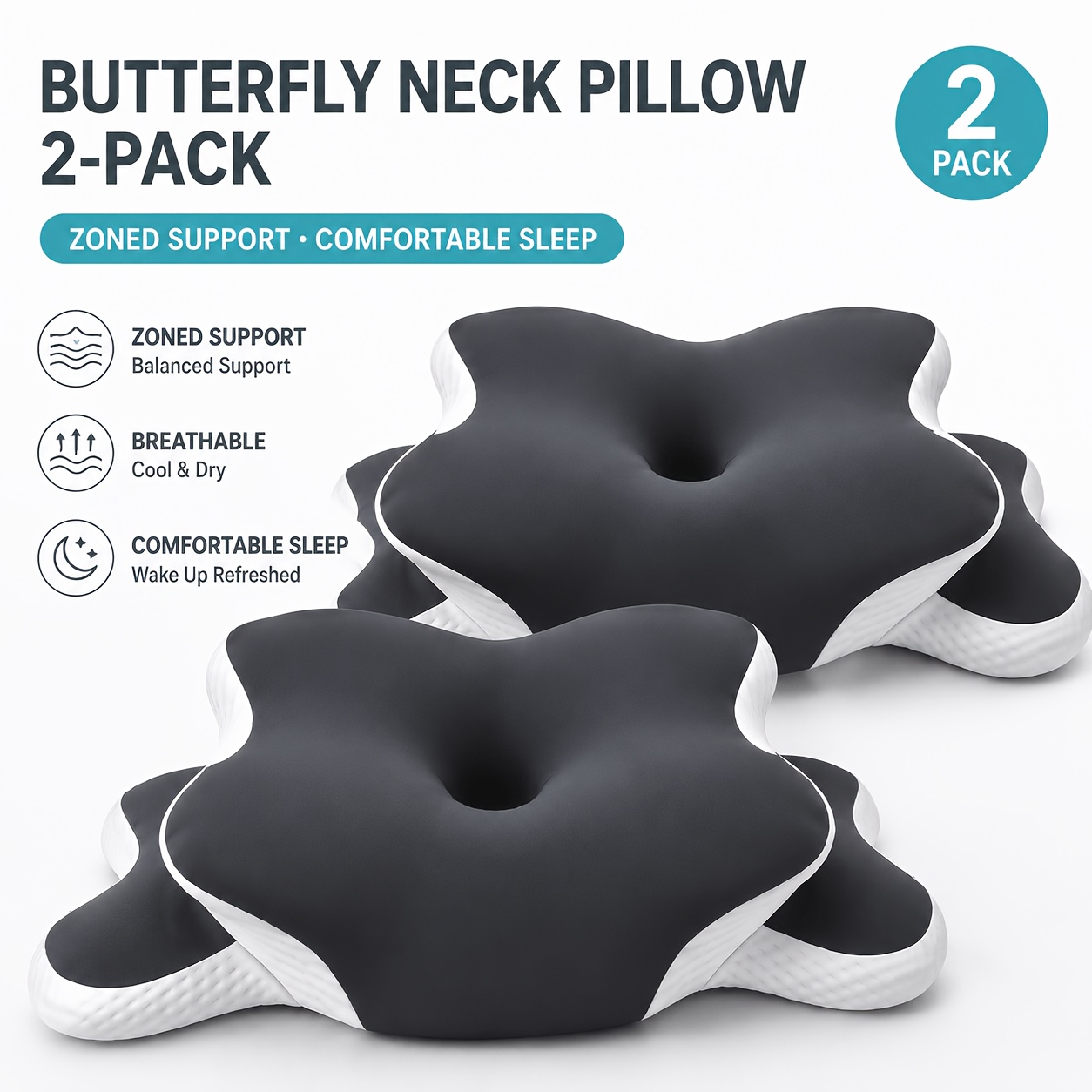 TEMU 2pcs Neck Pillow, Neck Pressure, Ergonomic Neck Support, Suitable For Side, Back, And Stomach Sleepers, Ideal Gift