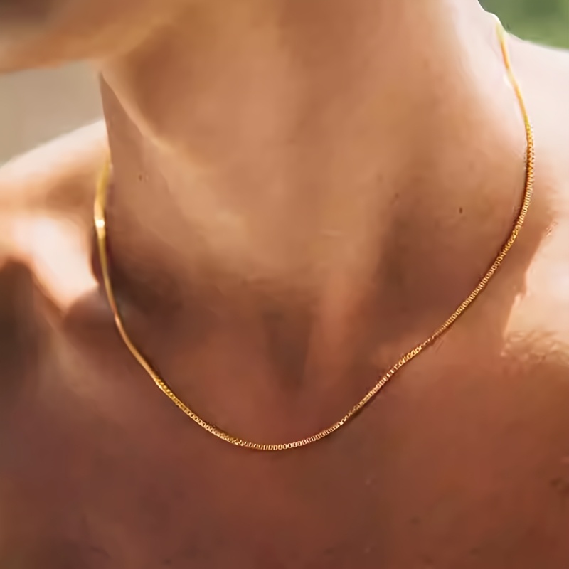Men's Minimalist Box - Stylish 304 304 Stainless Steel Necklace, Fashionable And Necklace, Unisex, Perfect For Sports And Daily Outfits, Valentine's Day Gift