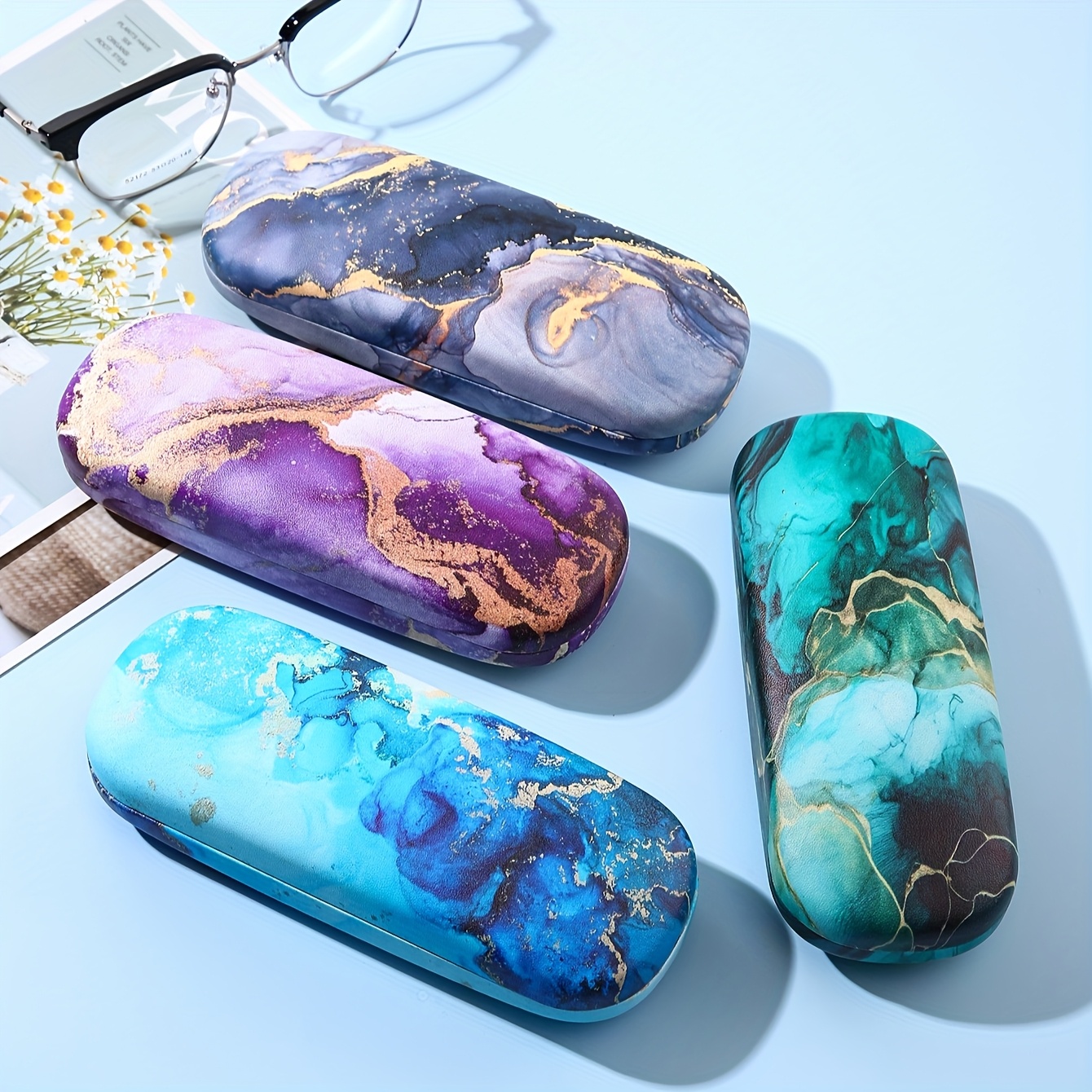 photo de l'article 1pc étui à lunettes de mode chic avec imprimé graffiti  , boîte de rangement durable et portable pour lunettes de protection pour femmes et hommes