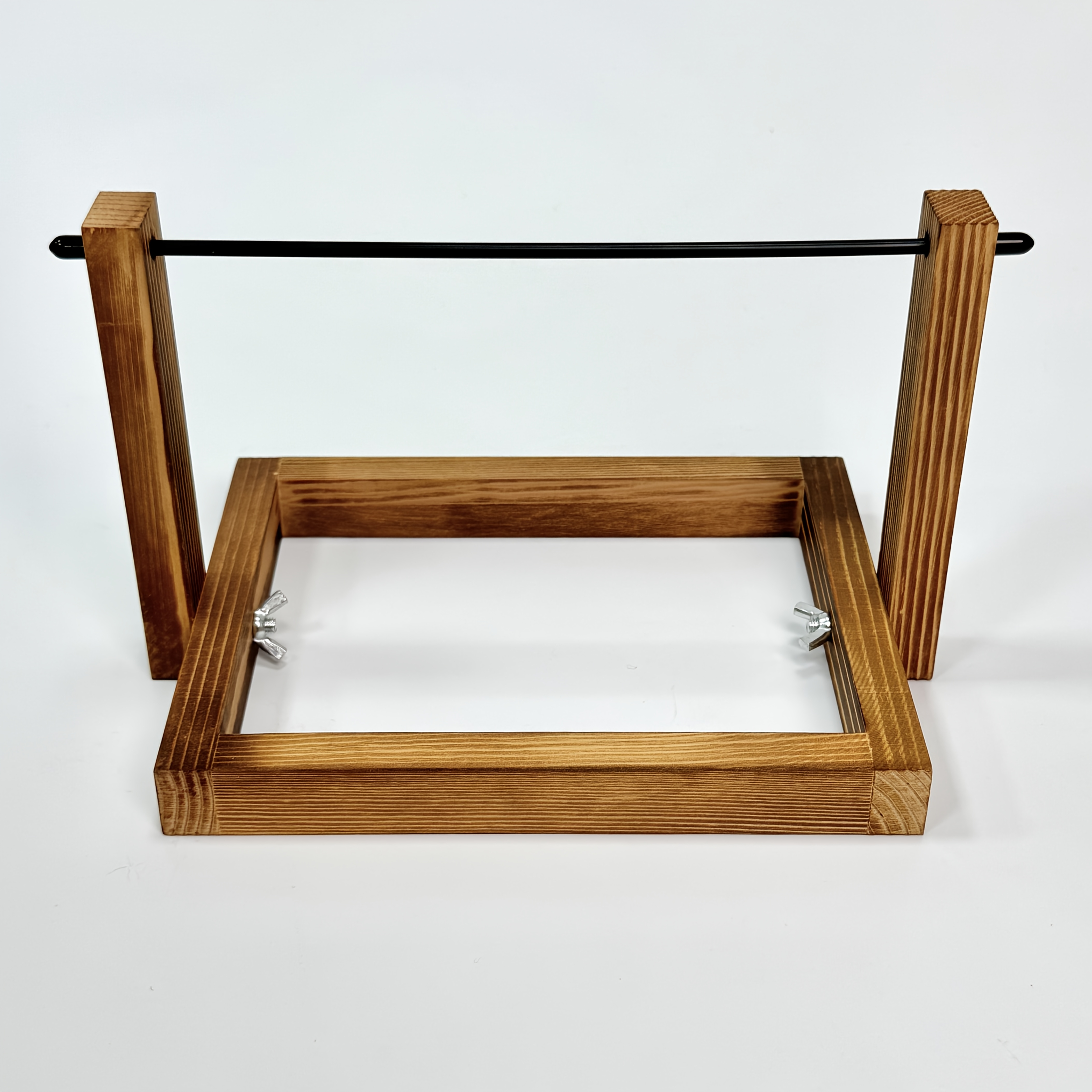 Image of Wood Knitting & Crochet - Wood Yarn Holder With Horizontal Yarn Ball Storage, Craft For Knitting Machines, Handmade Crochet & Weaving Supplies, For Knitters & Crocheters, Yarn Storage