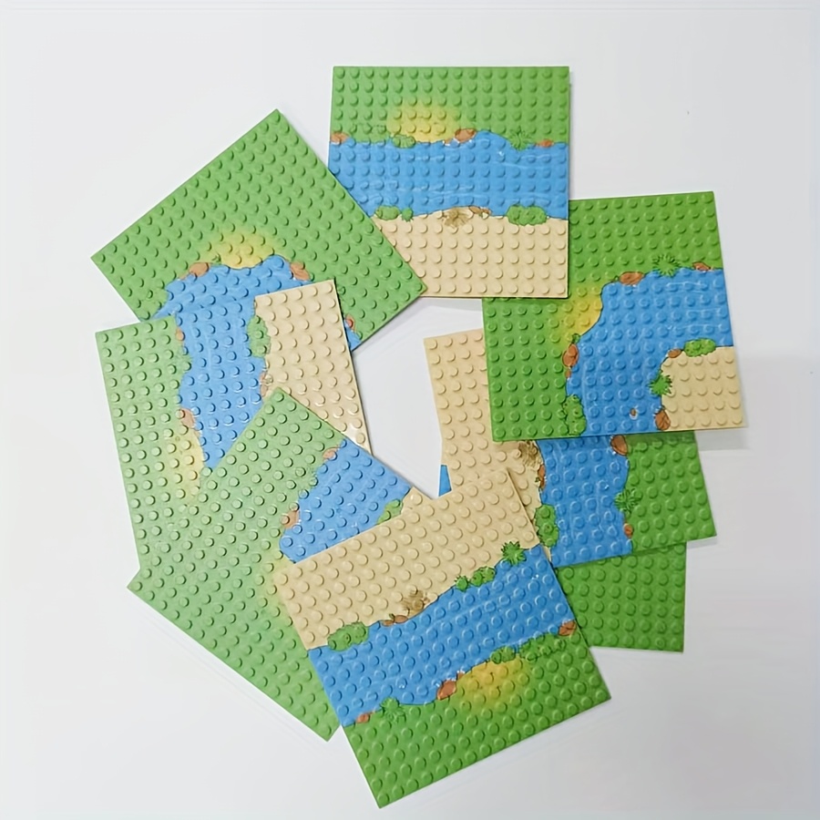 2pcs Set Small Grain Base Plates Forest Scene Building Blocks Home Decor Board