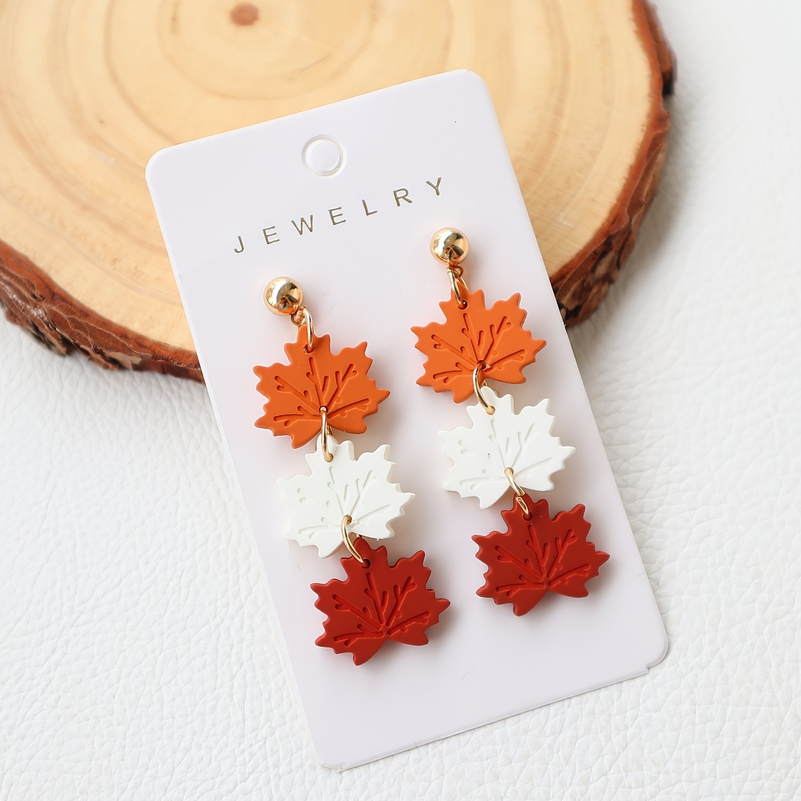 

Vintage Elegant Acrylic Maple Leaf Drop & Dangle Earrings, Triple-leaf Design For Halloween, Stainless Steel Ear Needle, No Plating, Chic Jewelry For And Vacation