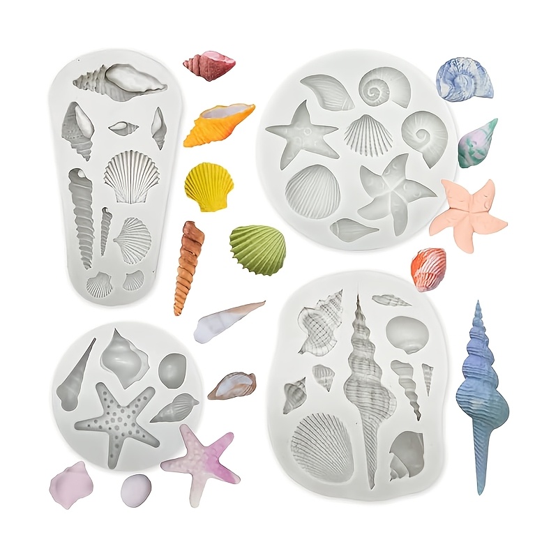 TEMU A Set Of 4 Resin Clay Silicone Molds In Various Seashell Shapes For Diy Decoration Making