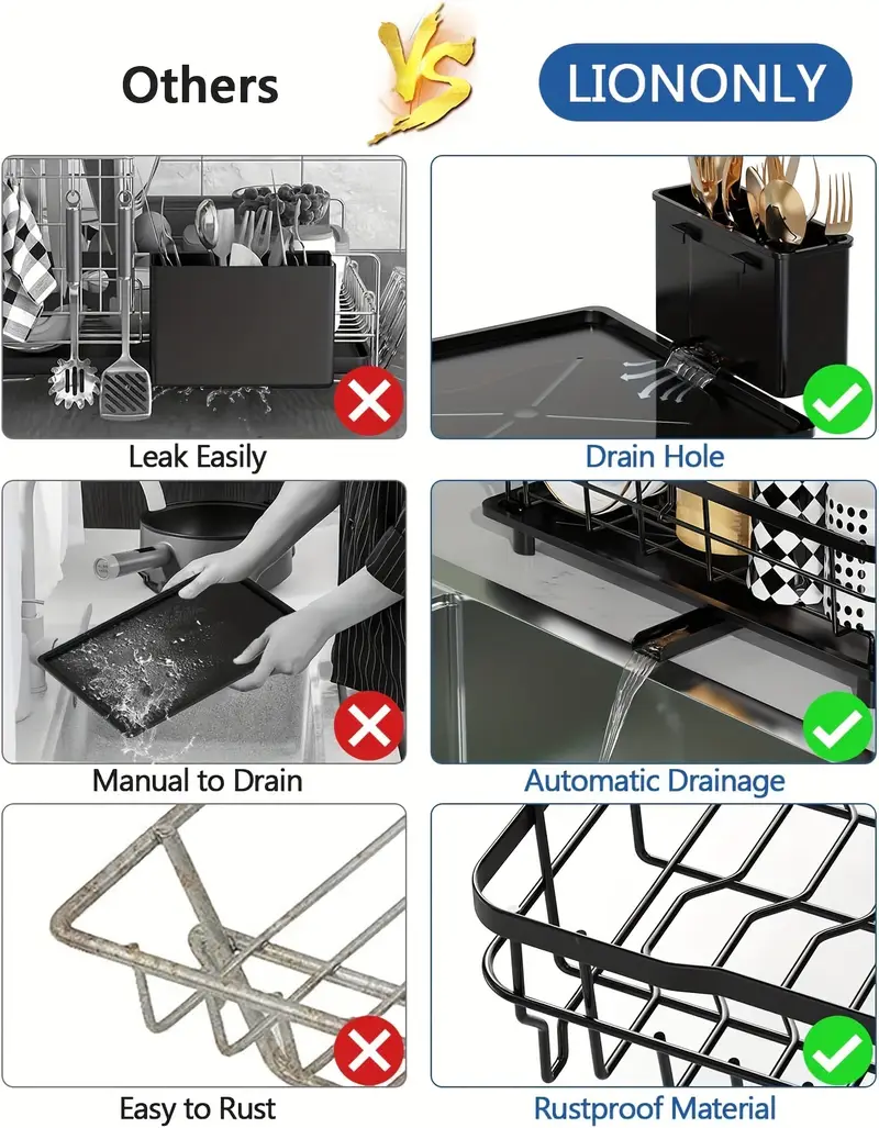 1pc dish rack double layers space saving dish drying rack withdrainboard and utensil holders multifunctional large capacity dishstorage organizer for kitchen counter kitchen organizers andstorage kitchen accessories as halloween chrismas gift Product details 3