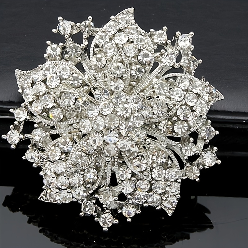 TEMU Broche de flor lujoso para bufanda con diseño coreano, adornado con diamantes de , con un corsage de Bauhinia para formales, como accesorio de
