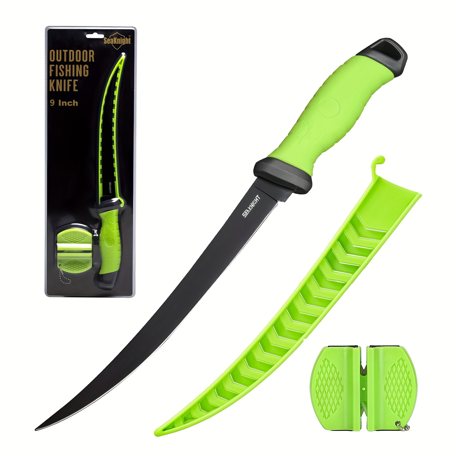 TEMU Seaknight Fishing Fillet Knife, 7''/ 9'' Professional Fishing Knives Set, Stainless Steel Blade With Corrosion Resistant Coating, Non-slip