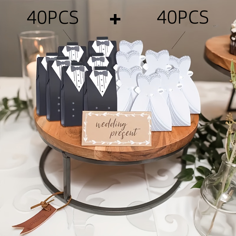 TEMU Gift For Her/him 80 Elegant Suit-style Wedding Favor Boxes With Ribbons - Vintage-style Candy And Chocolate Gift Boxes, Suitable For Bridal