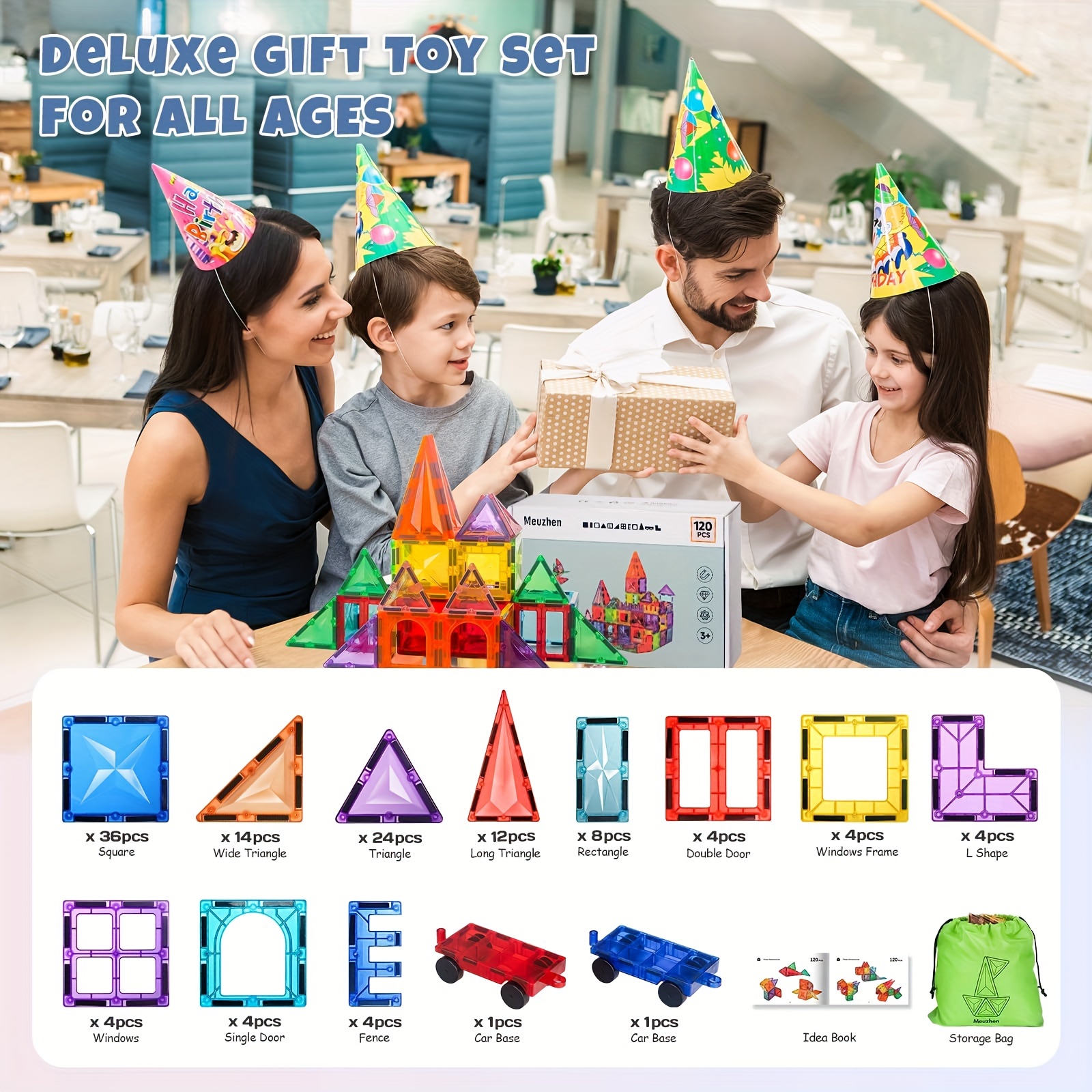 Buy Playmags 100-Piece Magnetic Tiles Building Blocks Set, 3D Magnet Tiles For Kids Boys Girls Educational Stem Toys For Toddlers
