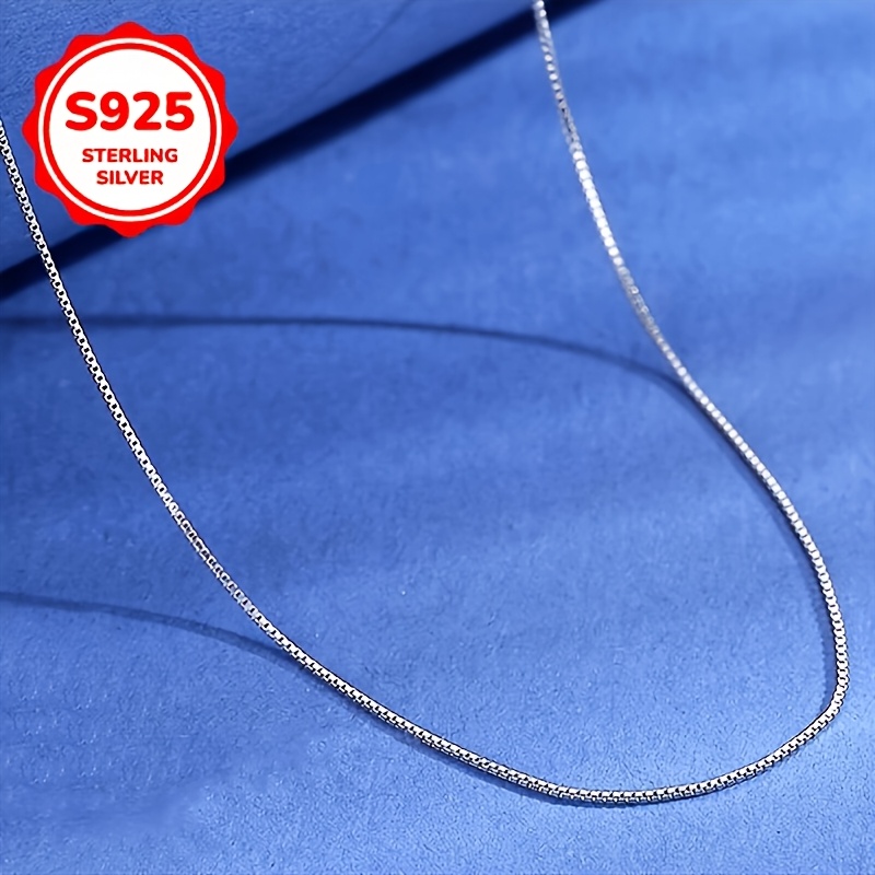 Women's 925 Silver Hypoallergenic Box Chain Necklace, Minimalist