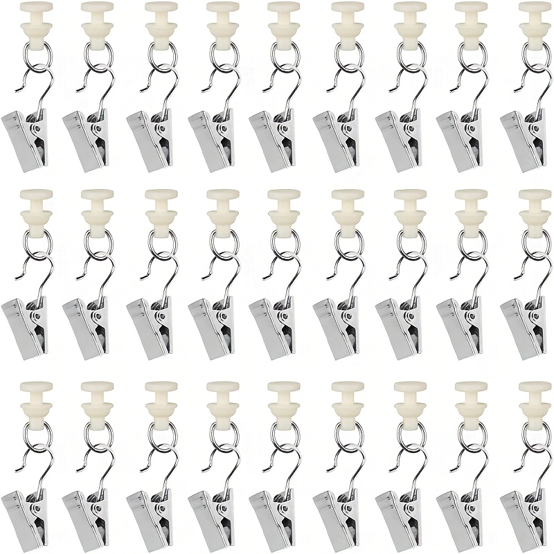 Image of 60pcs Metal Curtain Track Set With Roller Hooks, Compatible With Curtains, Shower Curtains, And Door Drapes