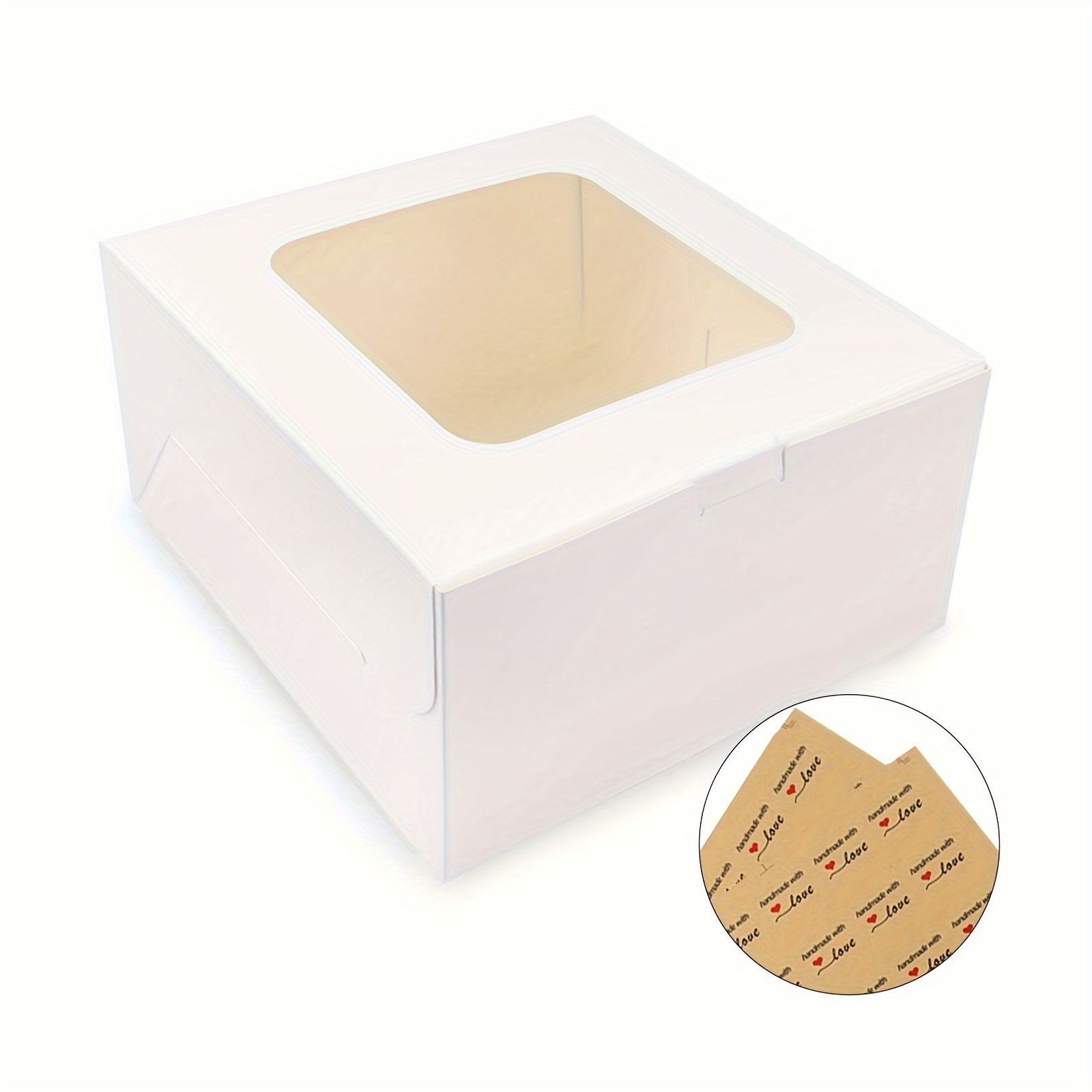

24 Pcs Cake Boxes With Window, Pastry Boxes, Bakery Boxes, White Square Bakery Boxes, For Cake, Pastries, Chocolates, , Pie, Birthday Party, Wedding, 10x10x5 Inches