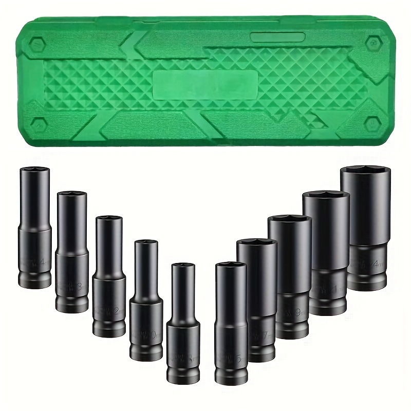

1/2inch 78mm Deep Drive Iithium Battery Impact Sleeve Set, Deep Sleeve Industrial Maintenance, Home Decoration, Auto Motor Maintenance Tools, Set Of 10 Pcs High Carbon Steel Material(8-24mm)
