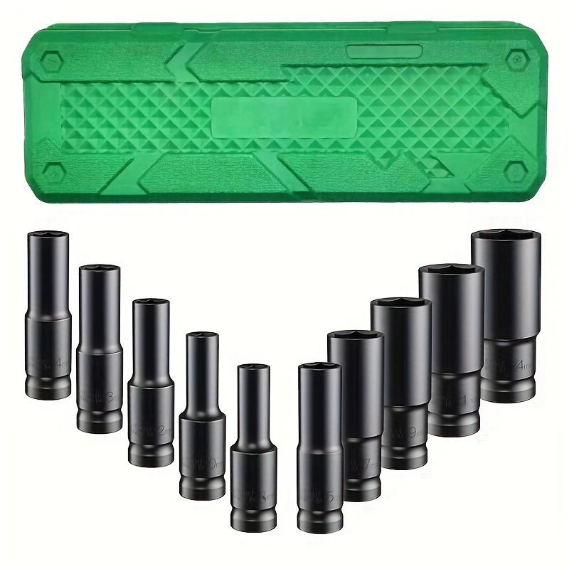 TEMU 1/2inch 78mm Iithium Battery Impact Sleeve Set, Deep Sleeve Industrial Maintenance, Home Decoration, Auto Motor Maintenance Tools, Set Of 10 Pcs High Carbon Steel Material(8-24mm)