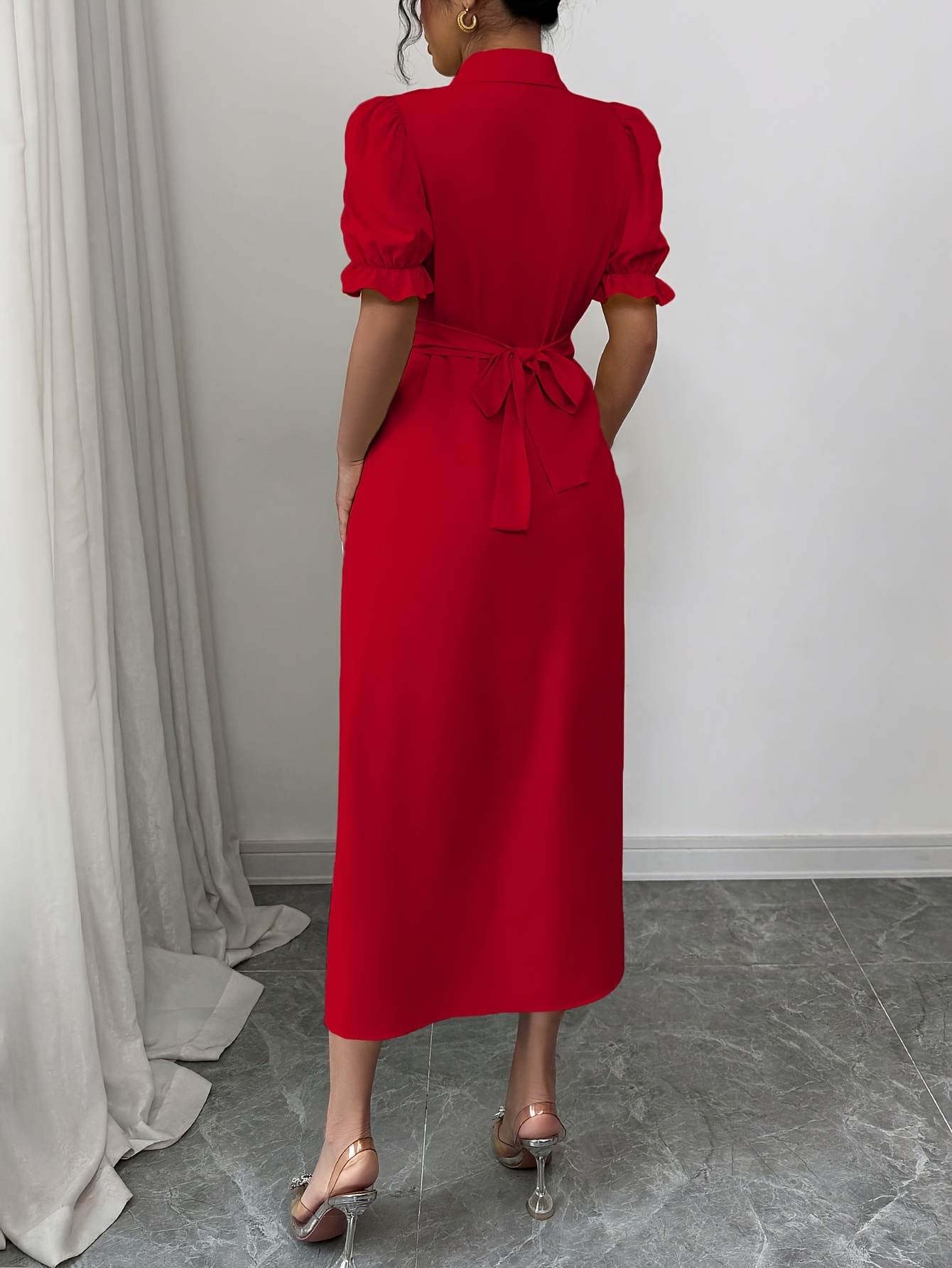 womens elegant long shirt dress office party formal attire - Temu United  Kingdom