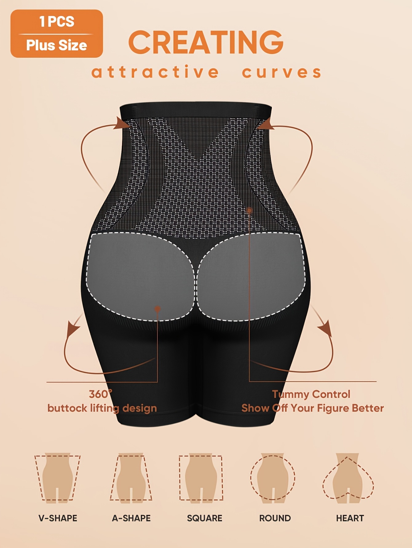 MIOTAN Women'S Plus Size High-Waist Shaping Shorts - Breathable Mesh Nylon, No Padding, High Support Butt Lifting & Tummy Control, Solid Color, 1XL-5XL, Underwear, Sleek Underwear, Comfortable Fit