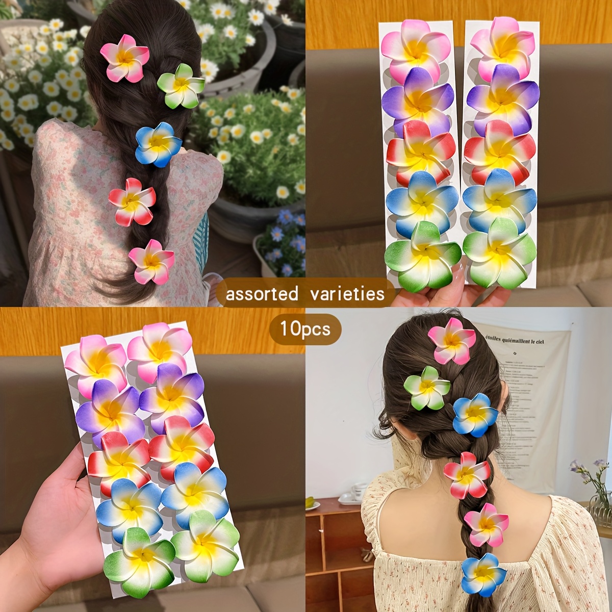 E-shop 10 Zufällige Farben Blumen-Haarklammern, Ideal für den täglichen Gebrauch als Haarschmuck