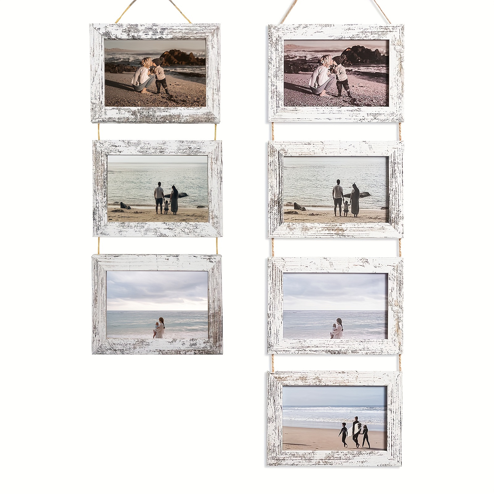 

Chic Distressed Collage Frame - 4x6" With 3/4/5 , Vertical Orientation For Home Decor