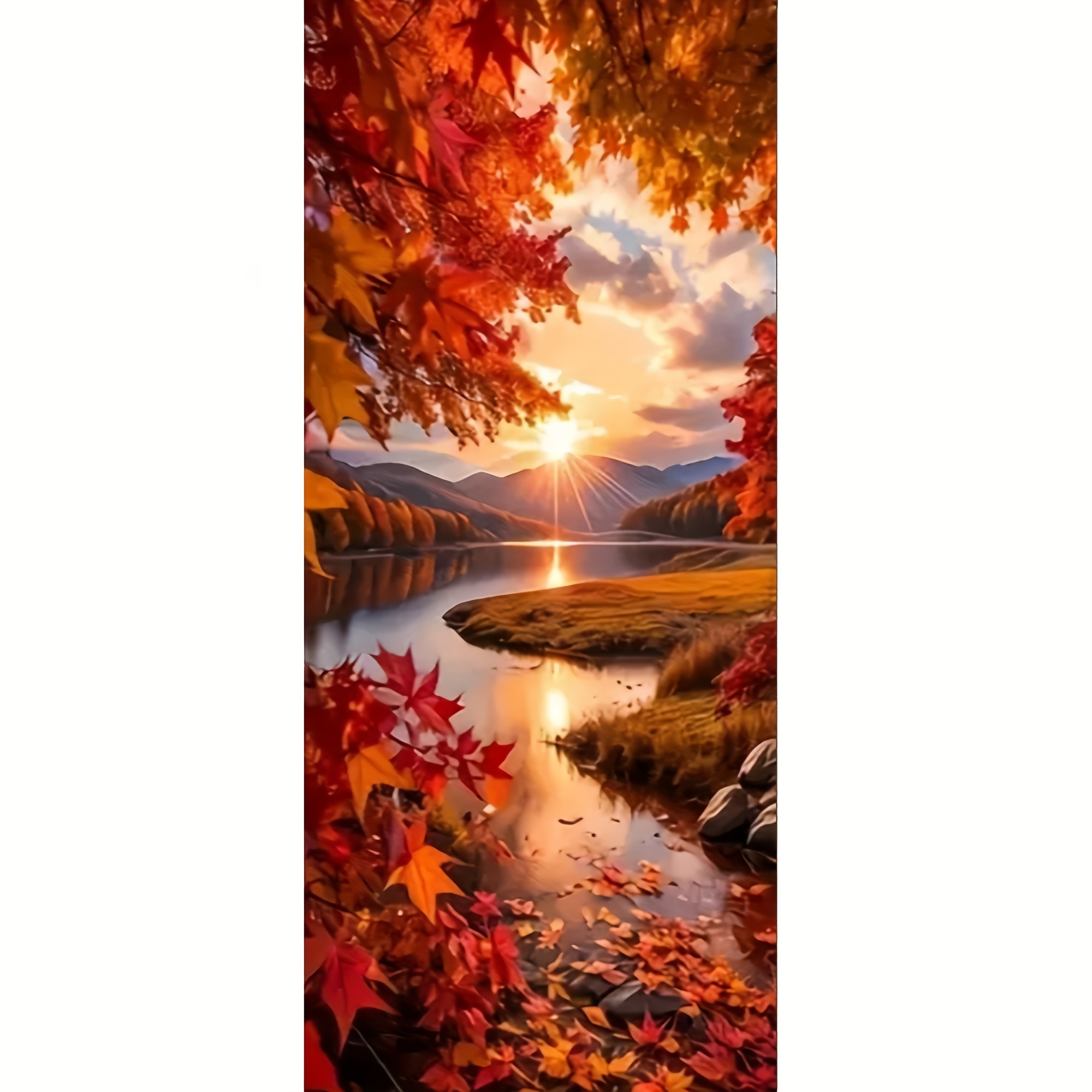 TEMU Large Size - Creative Autumn Landscape Theme Cross- Painting Kit, High-quality Art Needlework, 11ct Cross- Canvas Painting Decorative Craft,
