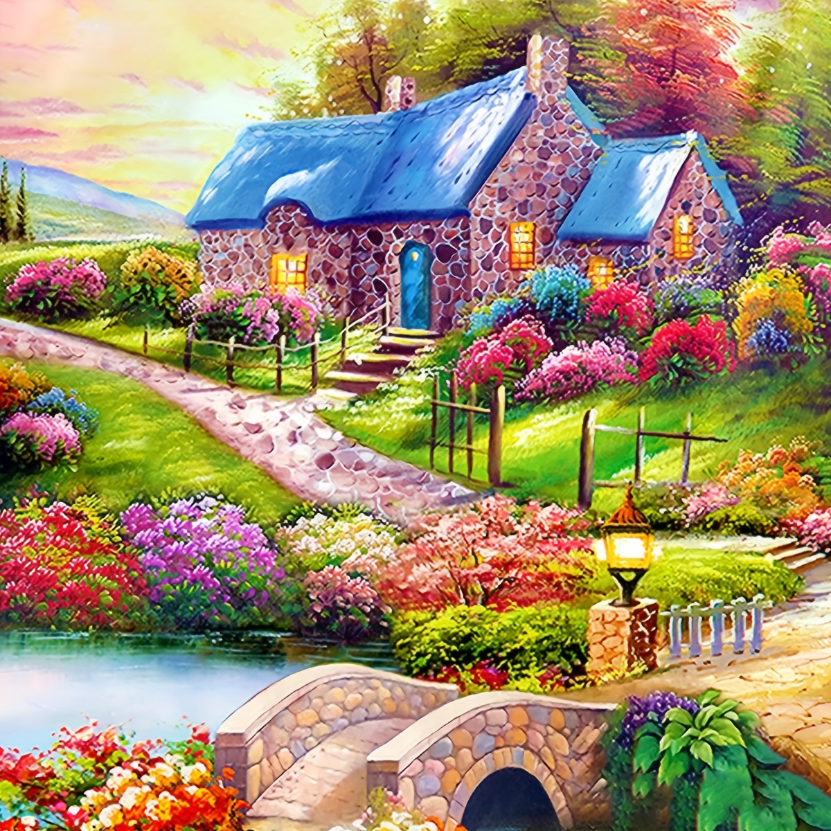 

Landscape Cottage Scenery 5d Diy Diamond Painting Kit, Round Acrylic Diamonds, Full Drill Embroidery Art, Home Decor Craft Set - 7.9"x7.9" (pack Of 1)