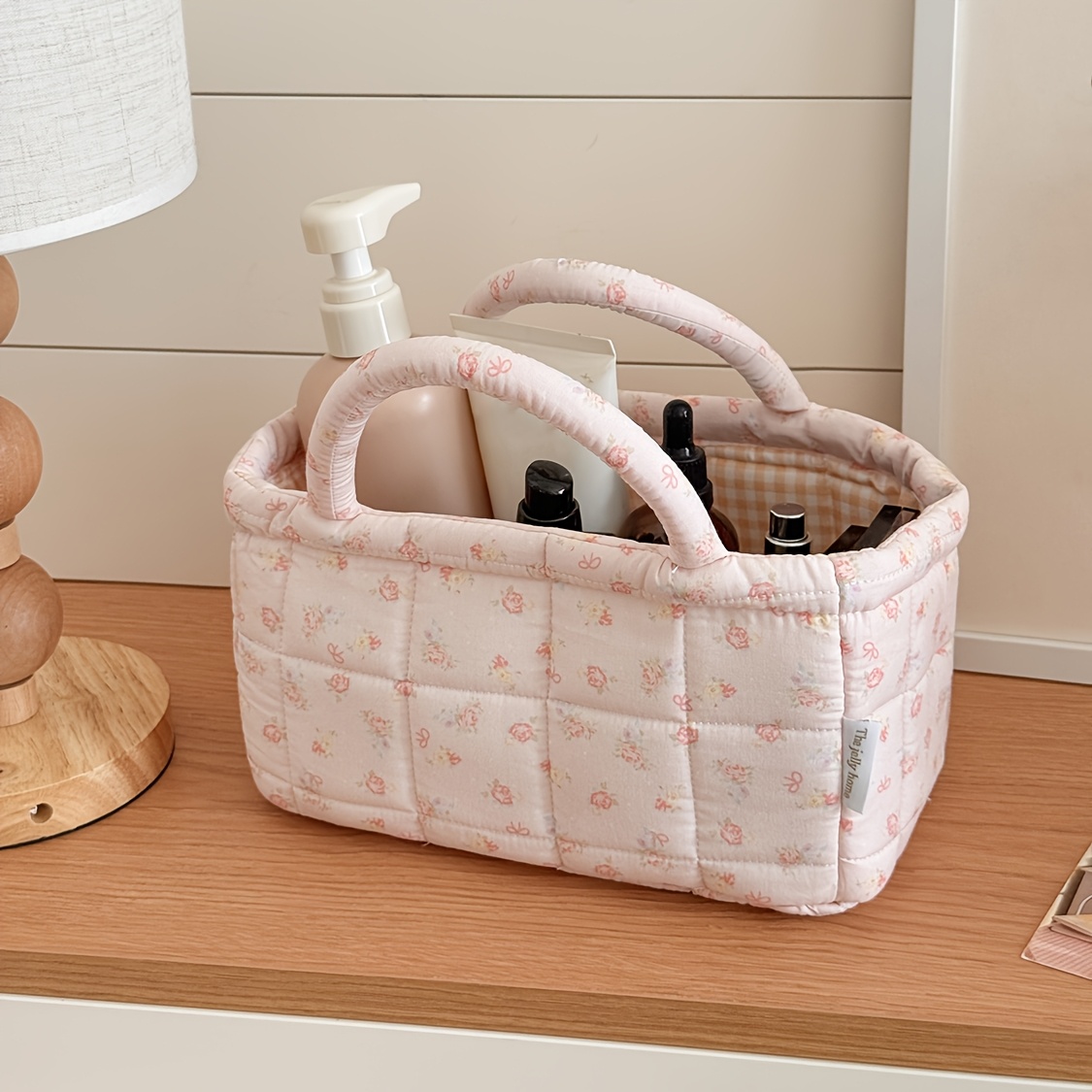 Image of Open Storage Box, Rose Series Small Storage Basket, Portable Organizer For Cosmetics, Toiletries, Household Desktop Sundries, Suitable For Living Room And Bedroom Tidy Storage