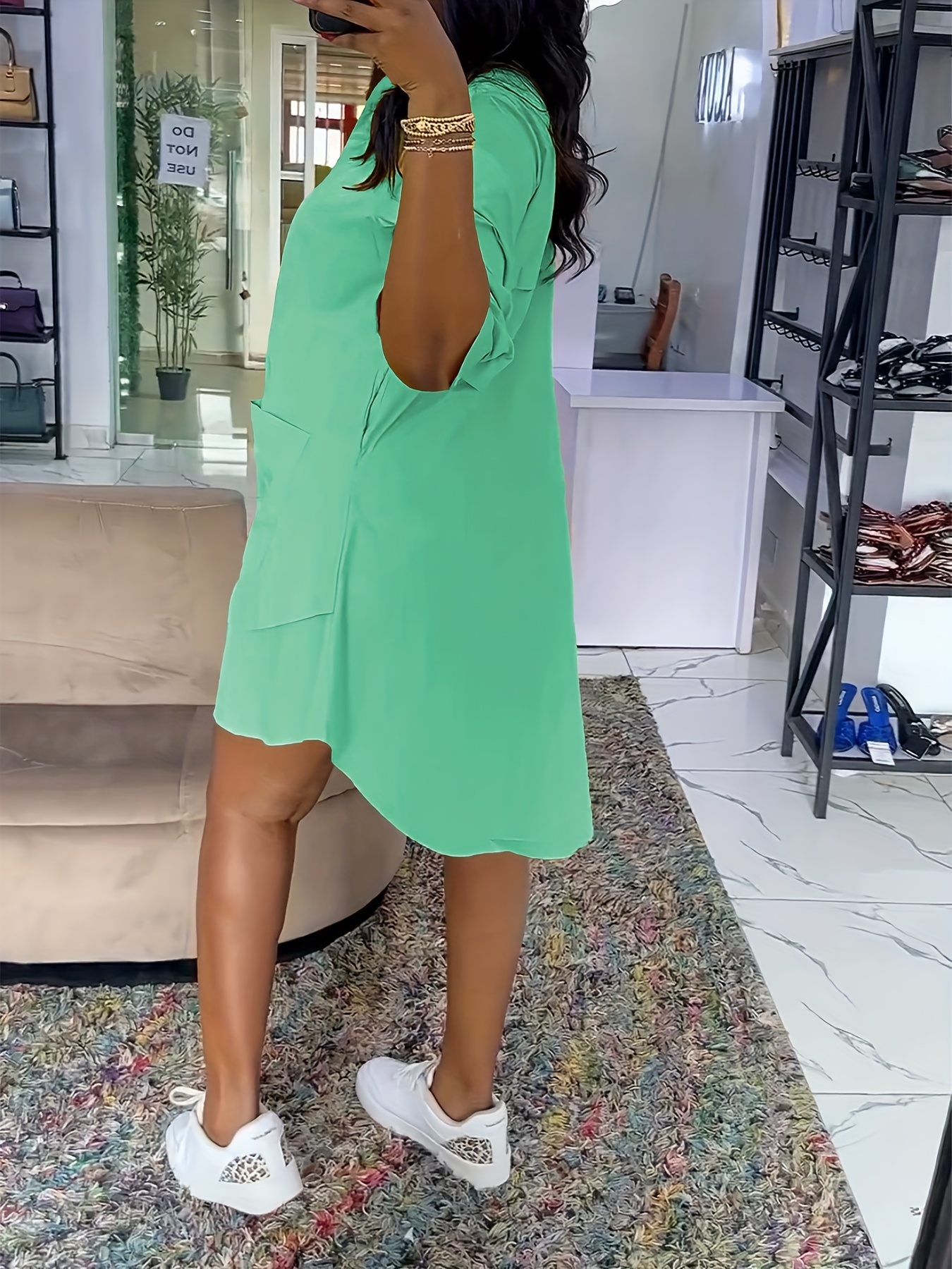 slim fit dress slacks Organic cotton oversize shirt dress in light green color – GUNTINA