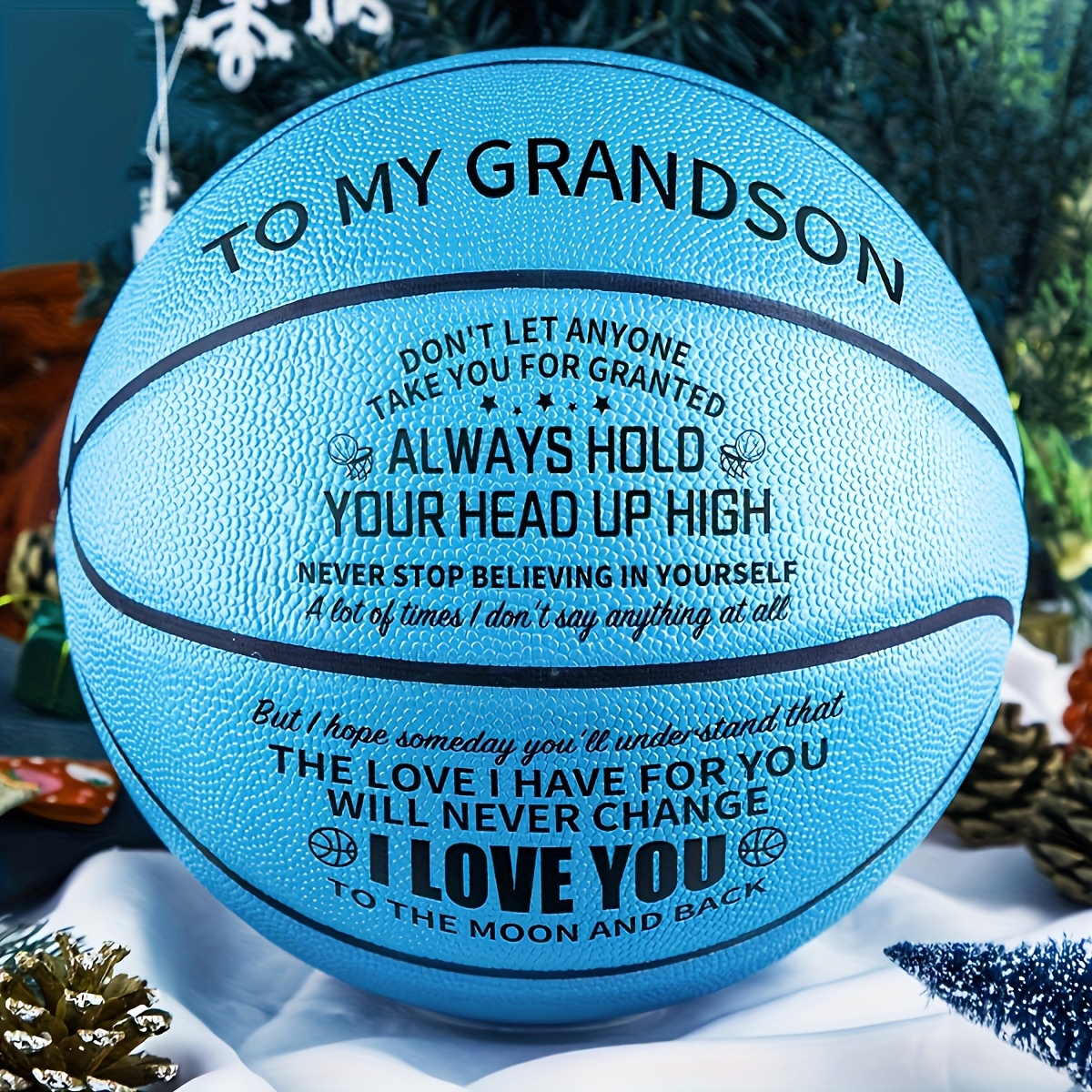 

Blue Leather Inspirational Basketball For , Youth Size With Pump, Perfect Gift For Grandchildren, International Standard Size - Moactiv Brand