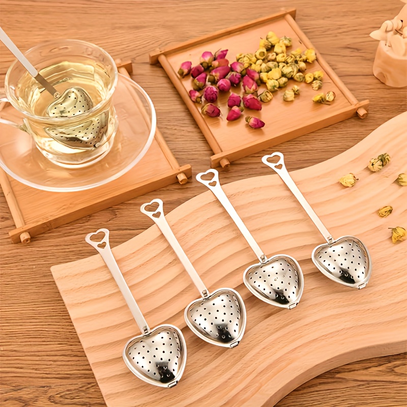 4pcs Stainless -shaped Tea Infusers, Tea With Long Handle And Fine Mesh Filter, Reusable, Ideal For Loose Leaf Tea, Herbs, And Spices, Multi-functional Tea Making And Tools