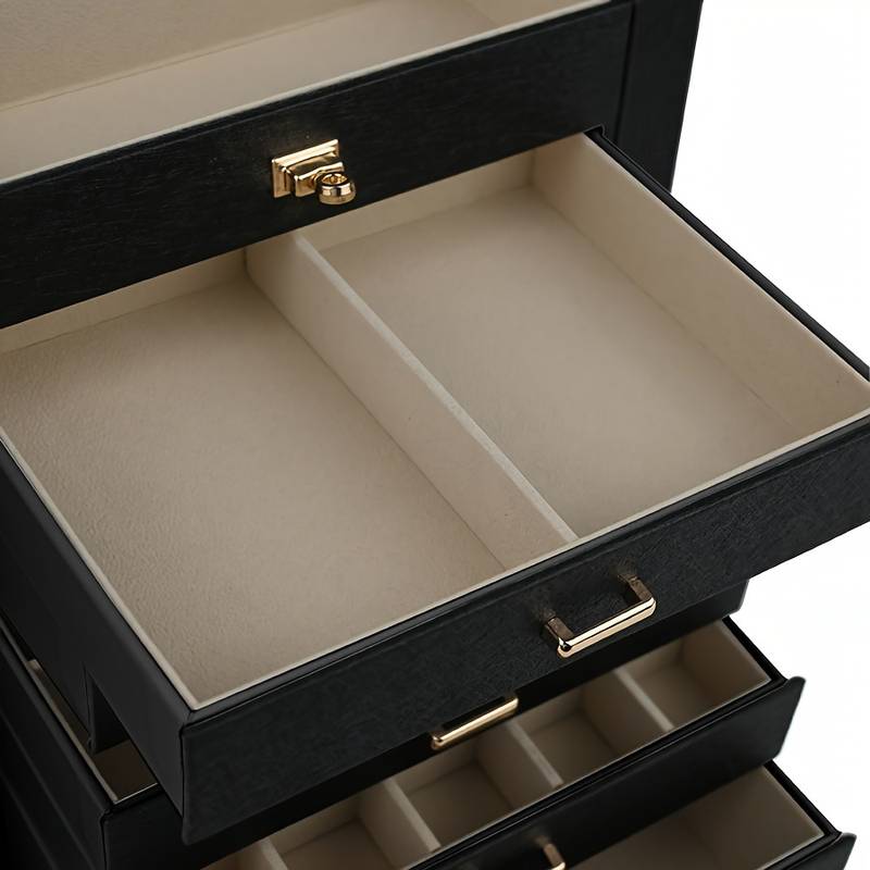BOOVO Portagioie 5 Strati Con Serratura – Rosa Oro – Organizer Per Anelli, Collane E Orecchini