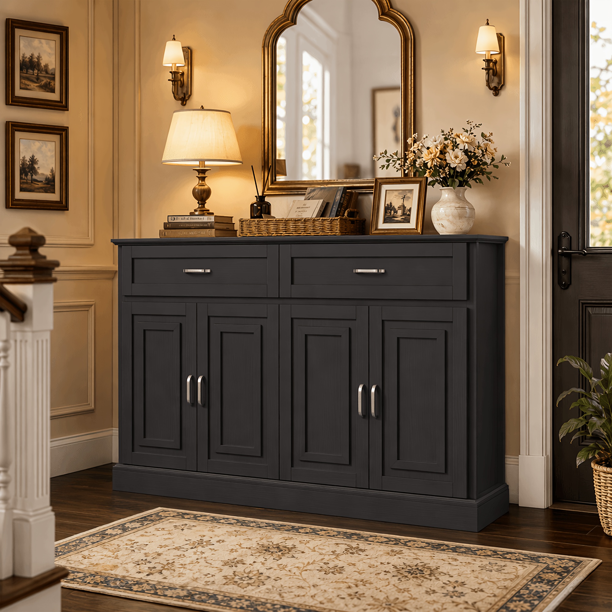 Kealive Storage Cabinet, Kitchen Sideboards, Chest Of Drawers, With With Drawers And Doors, In 2 Package