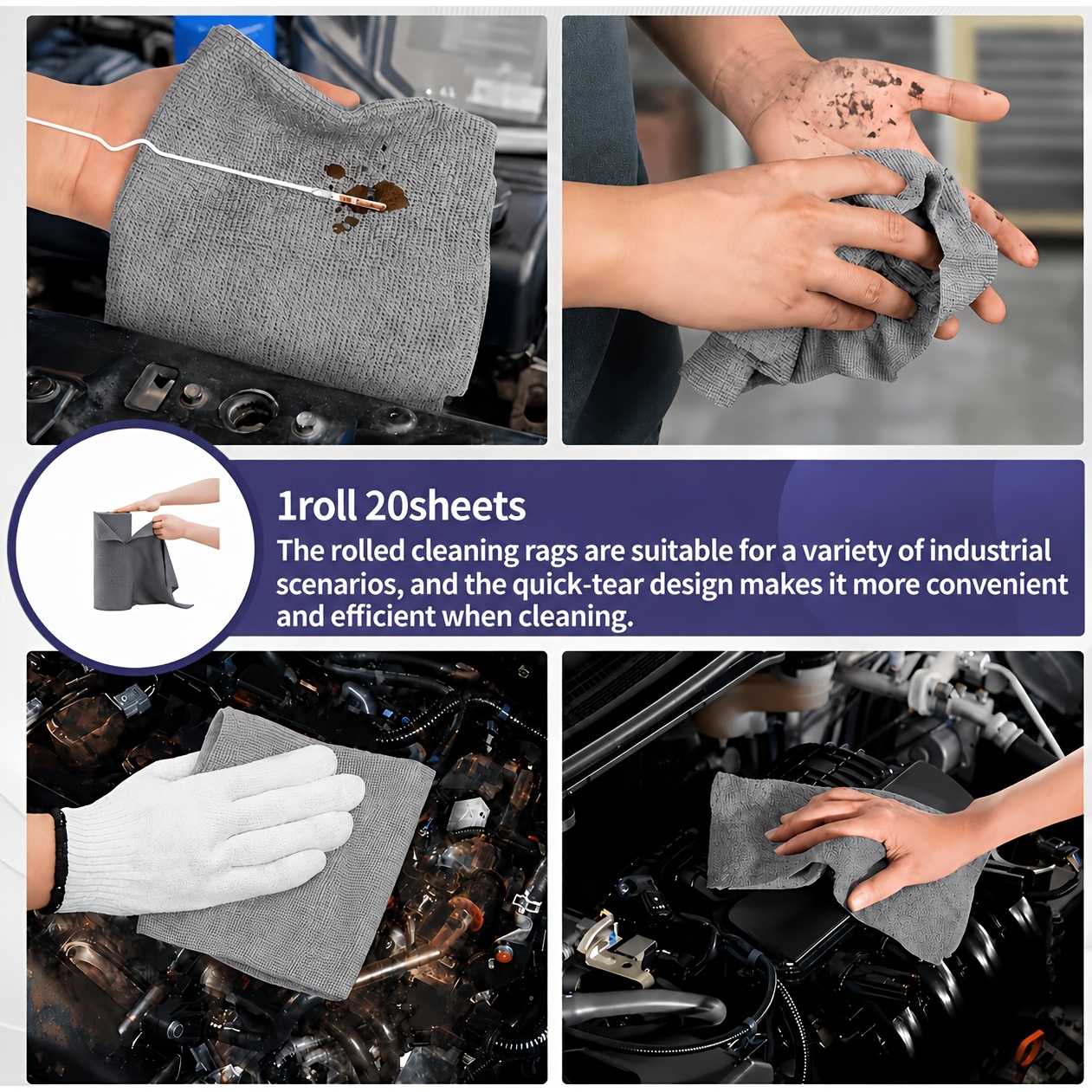 TEMU 1roll 20sheets Thickened Microfiber Cleaning Cloths, High Absorbent, Lint Free, Non Fuzzy. Tear Off Roll Design, Reusable Or Disposable, Dry Wet