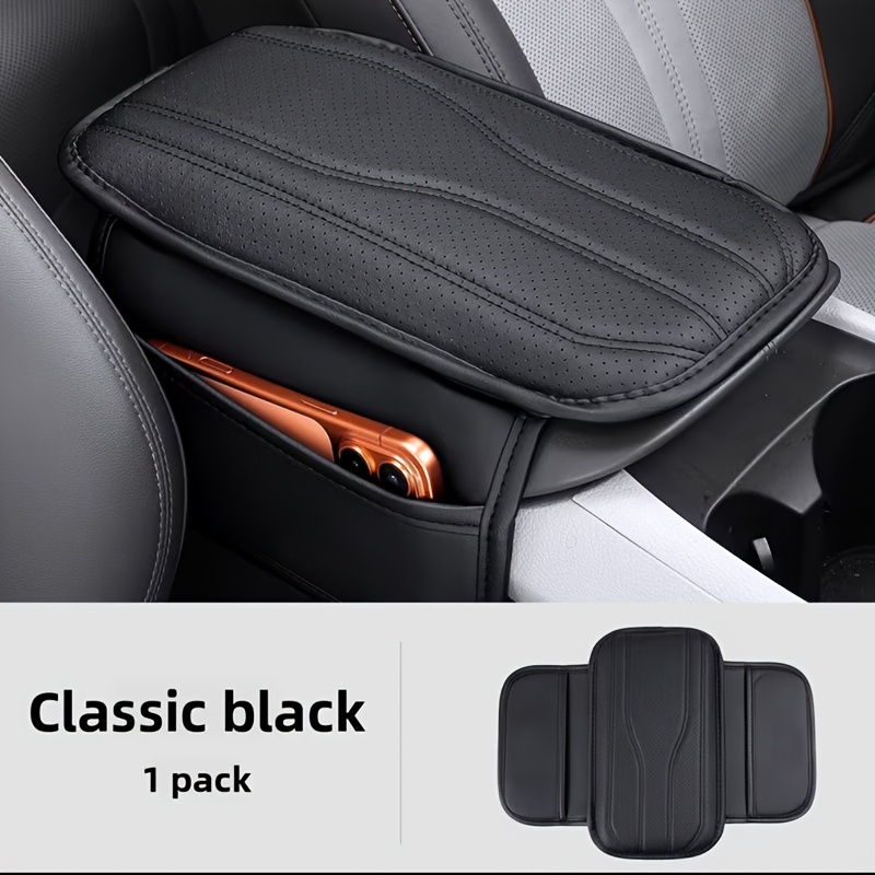 TEMU Car Armrest Box Height Increasing Pad Pu Leather Protective Cover Car Multifunctional Central Armrest Pad High-end Interior Products