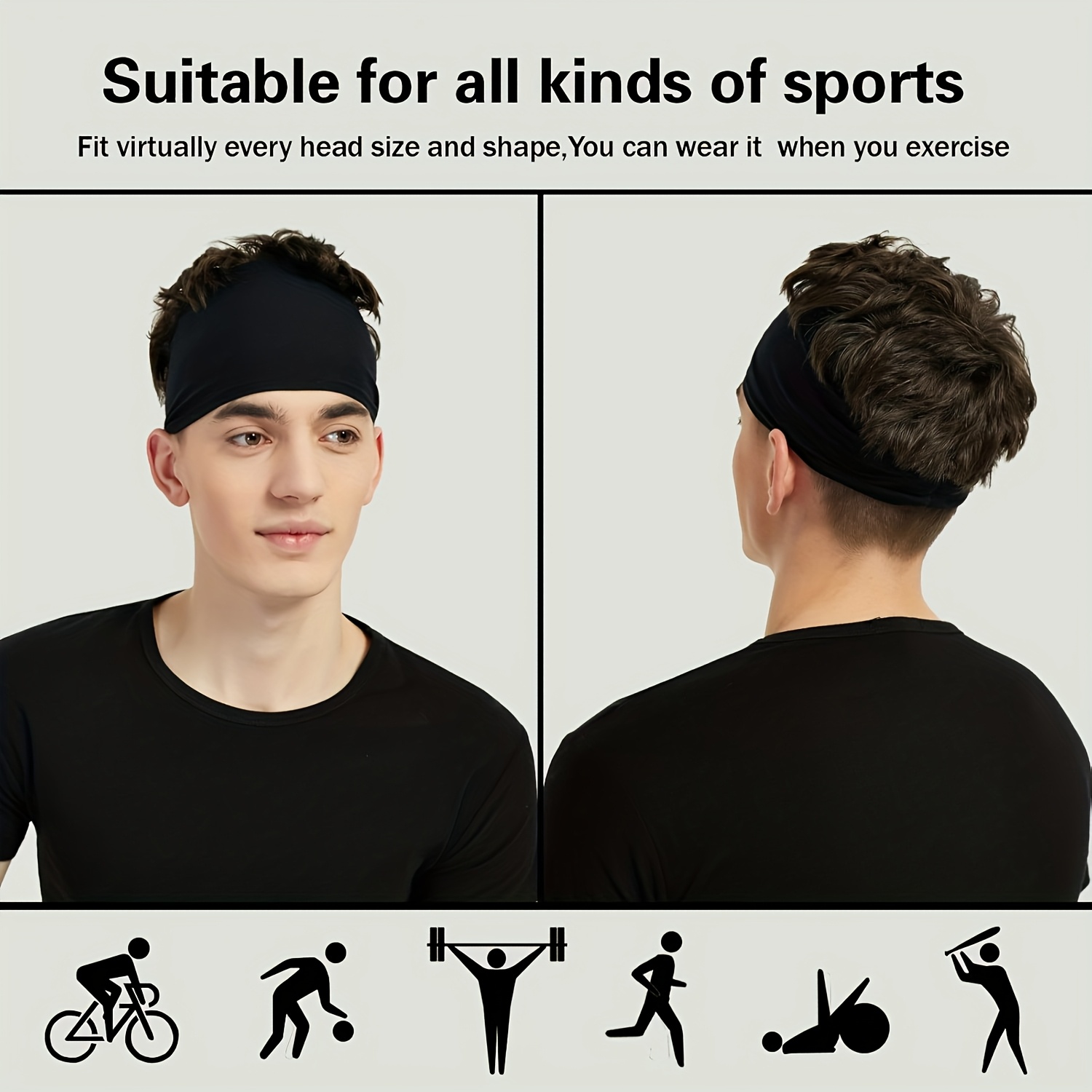 1pc Men'S Sports Headband | Moisture-Wicking Exercise Headband For Running, Cycling, Soccer, Yoga | Available In Multiple Colors, Nylon