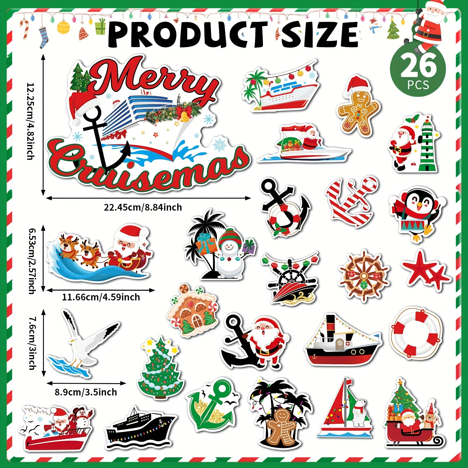 TEMU Gift For Her/him 26pcs Merry Christmas Cruise Door Magnets Decorations, Holiday Cruise Ship Door Magnetic For Car Fridge Refrigerator Holiday