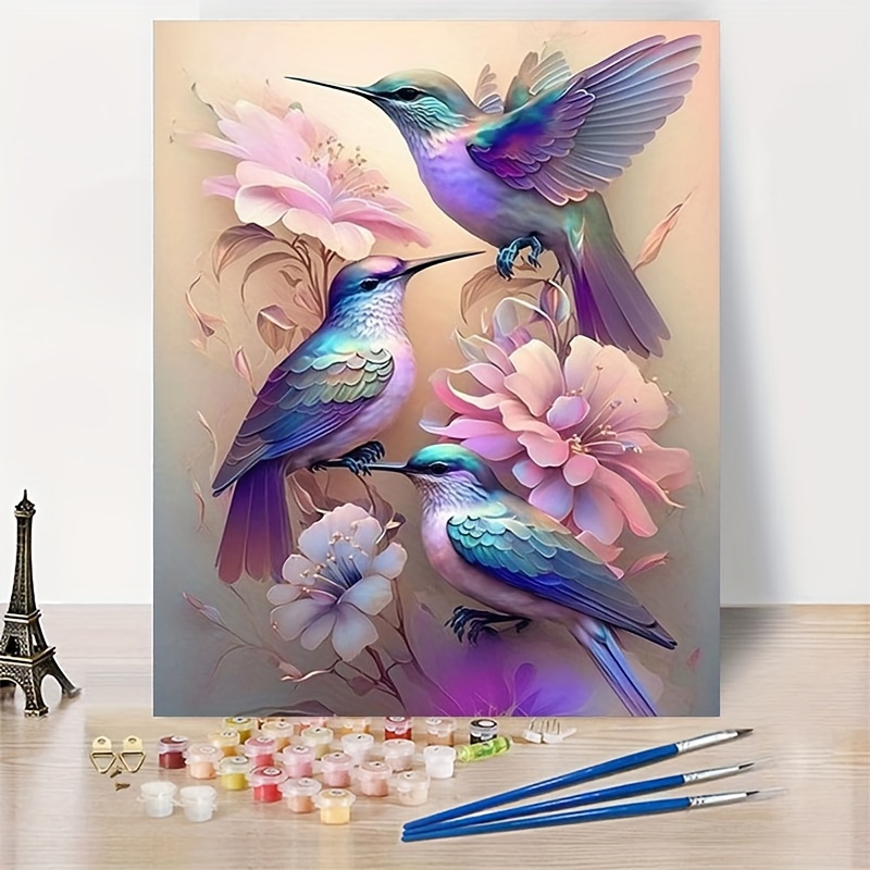 

Drofe Hummingbird Paint By Numbers Kit For Adults - 16x20in Diy Canvas Painting Set With Non-toxic Acrylics, Brushes & Hooks