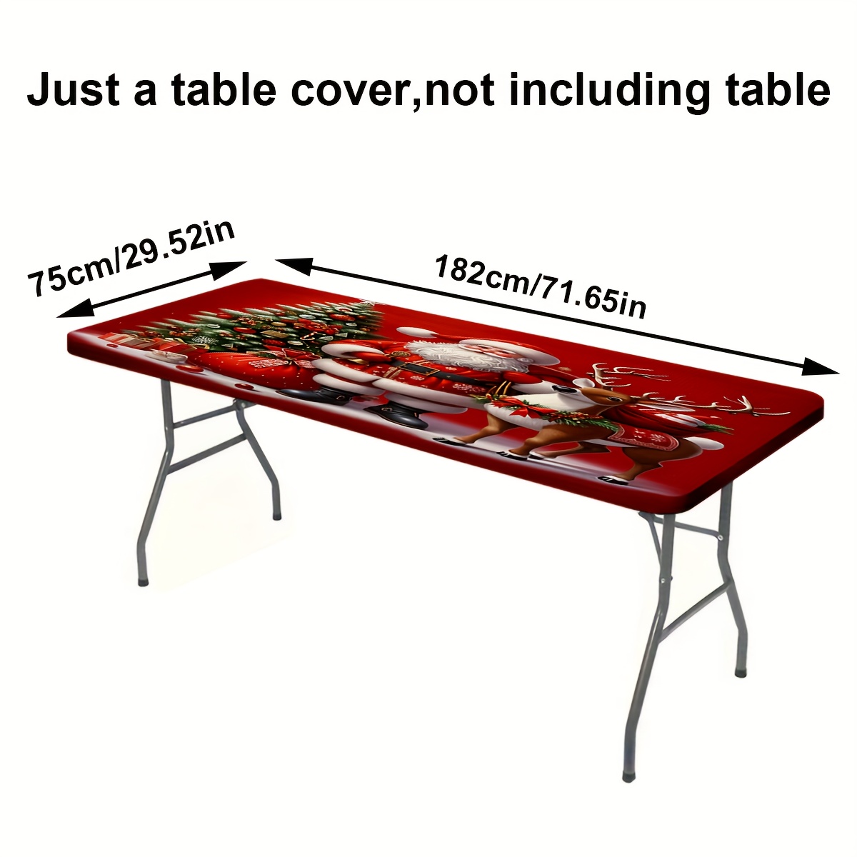 TEMU 1pc Outdoor Elastic Tablecloth - Festive Christmas Design, Spring Decor Perfect For Parties And , Durable And Versatile For Any Occasion