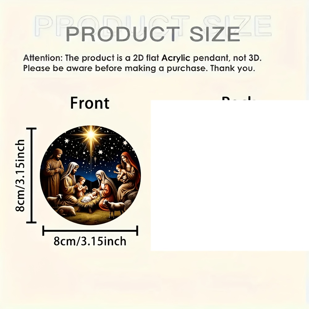 TEMU 2d Flat, 1pc Christmas-themed Acrylic Fridge Magnet - 3.15 X 3.15 Inches Round, Featuring A Vivid Christmas Scene With Starry Night And Shepherd