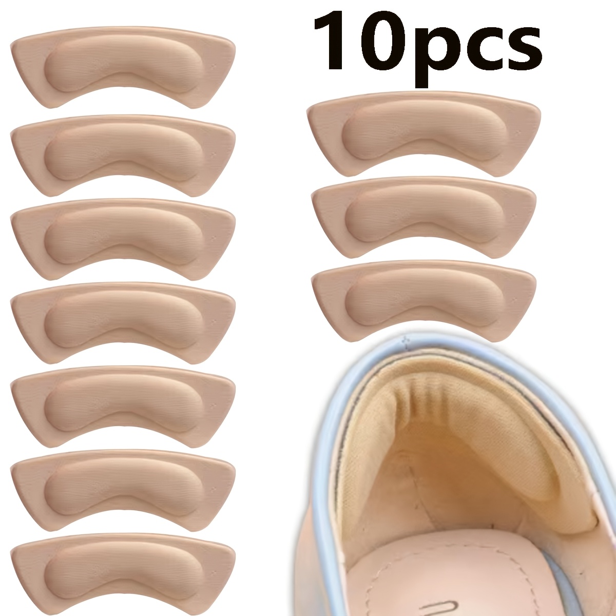 TEMU 5 paires/10 pièces Coussinets de talon auto-adhésifs, Protège-talons antidérapants, Desserrants de chaussures, Semelles de talon, -frottement,