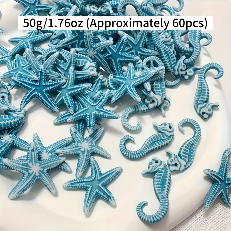 E-shop 50g/1,76oz Ca. 60 Stück Seepferdchen Seestern Bohemian-Stil Ozean-Anhänger Zubehör, geeignet für DIY Schmuckherstellung, Armbänder, Halsketten,