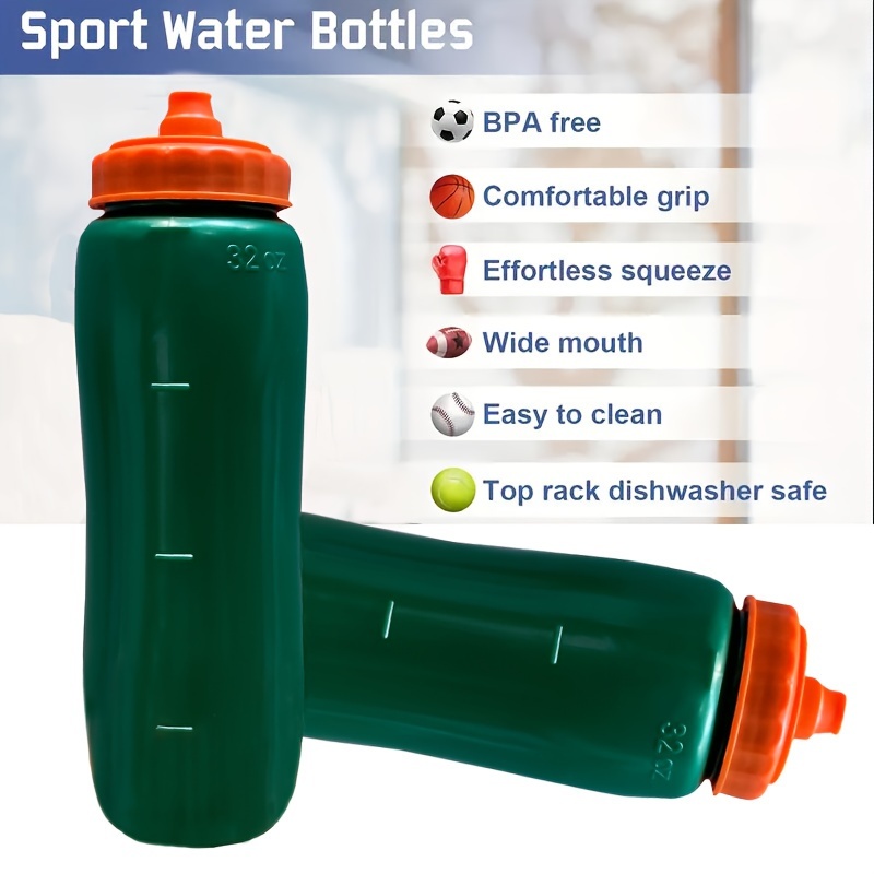 

1pc/3pcs 32oz Large Capacity Pe Material Anti-leak Squeeze Water Bottle, Lightweight, Easy To Squeeze, Suitable For Outdoor Fitness Sports Such , Basketball, Sports Cup