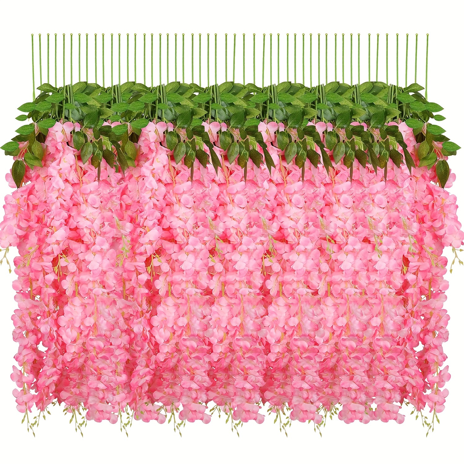 

12pack, Artificial Wisteria Hanging Flowers, Fake Hanging Flowers Pink Wisteria Vine Ratta Hanging Garland Silk Flowers Outdoor Indoor Wedding Arch Backdrop Party Room Wall Decor